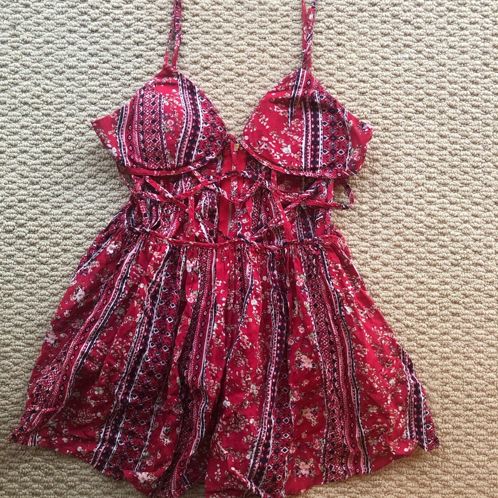 Red cutout romper